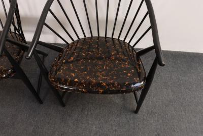 Vintage Pair Swedish Ebonized Beechwood Sunfeather Lounge Chairs by Sonna Rosen