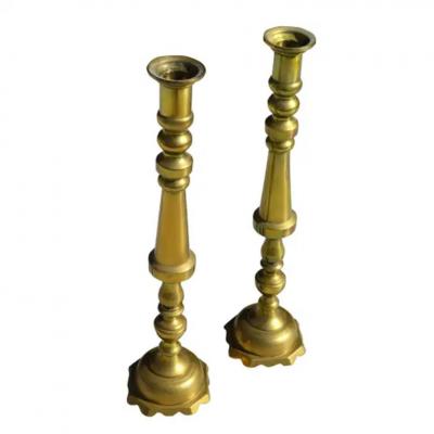 Vintage Pair of 23 Brass Candle Holders