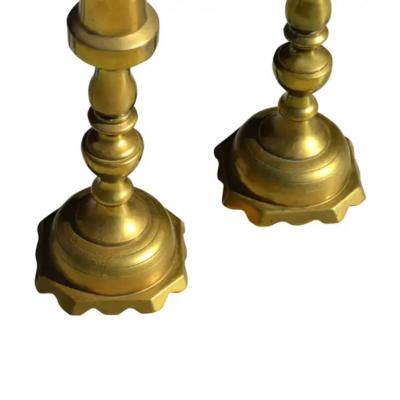 Vintage Pair of 23 Brass Candle Holders