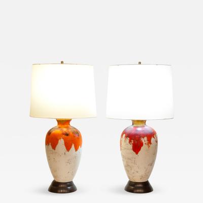 Vintage Pair of Drip Glazed Task or Table Lamps