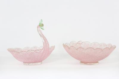 Vintage Pair of Murano Glass Tableware Center Pieces