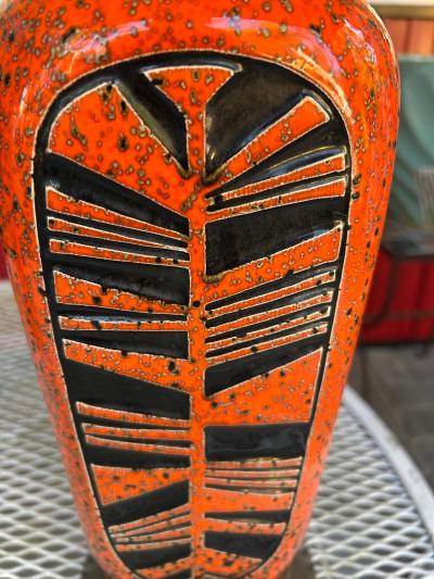 Vintage Pair of Orange Textured Ceramic Table Lamps Mid Century Modern