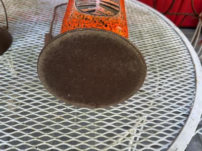 Vintage Pair of Orange Textured Ceramic Table Lamps Mid Century Modern