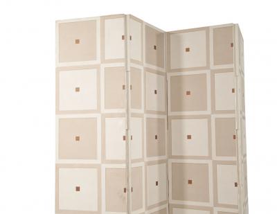 Vintage Parchment Finish Screen Room Divider