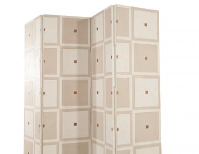 Vintage Parchment Finish Screen Room Divider