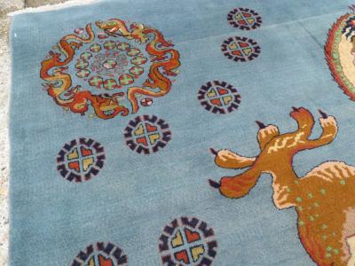 Vintage Persian Dragon Mashad Pictorial Rug