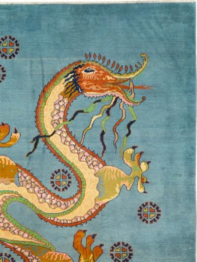 Vintage Persian Dragon Mashad Pictorial Rug