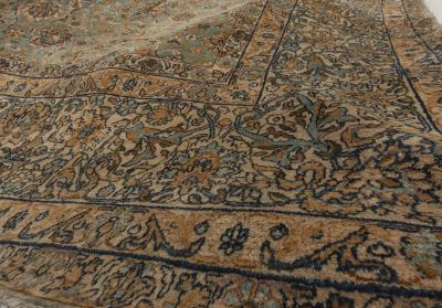 Vintage Persian Kirman Botanic Green Handmade Wool Rug