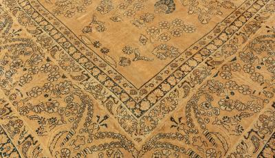 Vintage Persian Kirman Camel Handwoven Wool Rug