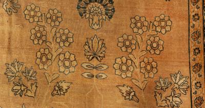 Vintage Persian Kirman Camel Handwoven Wool Rug