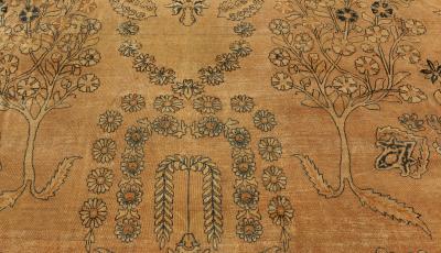 Vintage Persian Kirman Camel Handwoven Wool Rug