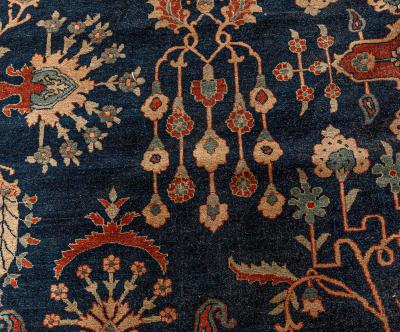 Vintage Persian Kirman in Shades of Rust Beige and Light Blue Handmade Wool Rug
