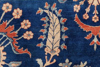 Vintage Persian Kirman in Shades of Rust Beige and Light Blue Handmade Wool Rug