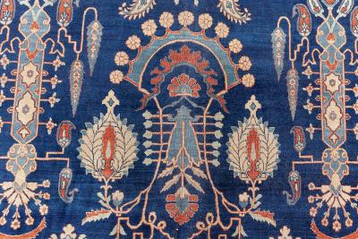 Vintage Persian Kirman in Shades of Rust Beige and Light Blue Handmade Wool Rug