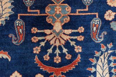Vintage Persian Kirman in Shades of Rust Beige and Light Blue Handmade Wool Rug