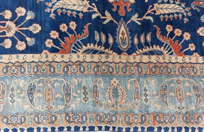 Vintage Persian Kirman in Shades of Rust Beige and Light Blue Handmade Wool Rug