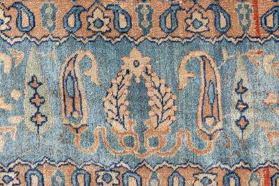 Vintage Persian Kirman in Shades of Rust Beige and Light Blue Handmade Wool Rug