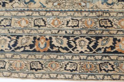 Vintage Persian Meshad Beige Handmade Wool Rug