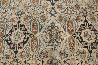 Vintage Persian Meshad Beige Handmade Wool Rug
