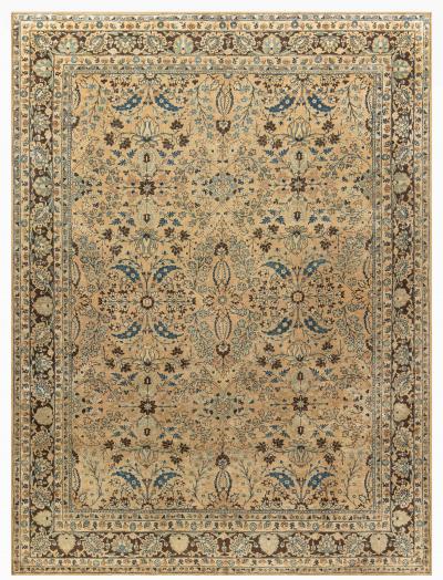 Vintage Persian Meshad Botanic Handmade Wool Carpet