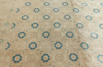 Vintage Persian Tabriz Beige Handwoven Wool Rug