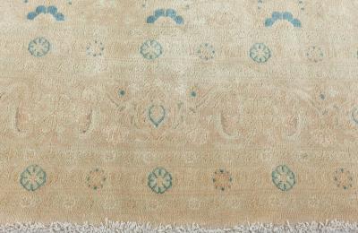 Vintage Persian Tabriz Beige Handwoven Wool Rug