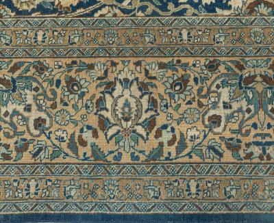 Vintage Persian Tabriz Botanic Handmade Wool Carpet