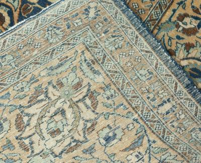 Vintage Persian Tabriz Botanic Handmade Wool Carpet