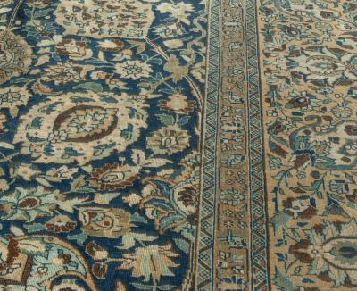 Vintage Persian Tabriz Botanic Handmade Wool Carpet