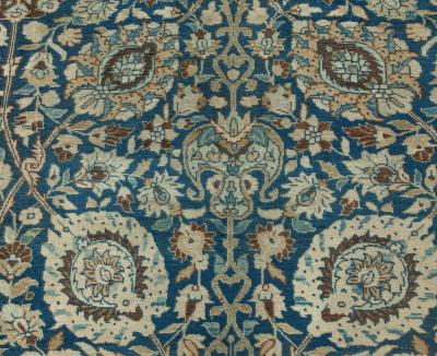 Vintage Persian Tabriz Botanic Handmade Wool Carpet