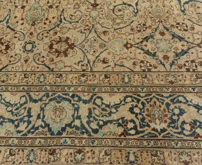 Vintage Persian Tabriz Botanic Handmade Wool Carpet
