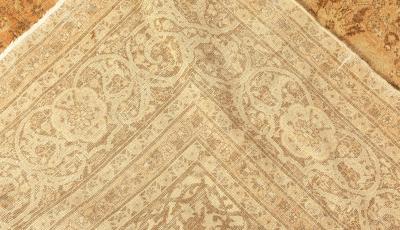 Vintage Persian Tabriz Brown Handmade Wool Rug