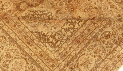Vintage Persian Tabriz Brown Handmade Wool Rug