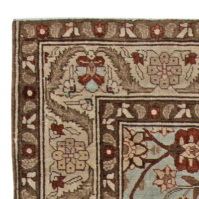 Vintage Persian Tabriz in Shades of Deep Terracotta Blue Gray and Beige Carpet
