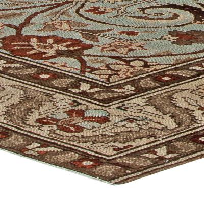 Vintage Persian Tabriz in Shades of Deep Terracotta Blue Gray and Beige Carpet