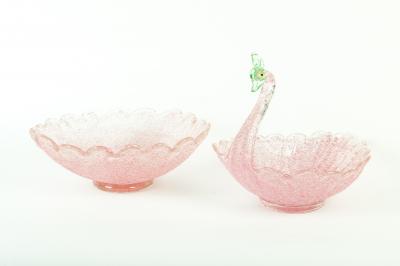 Vintage Pink Swan Bowl with Matching Flower Bowl