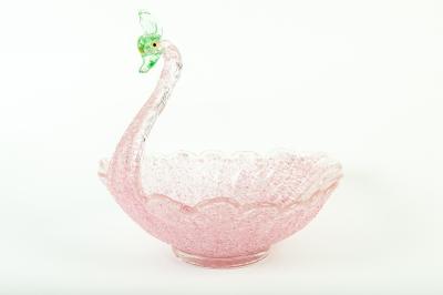 Vintage Pink Swan Bowl with Matching Flower Bowl