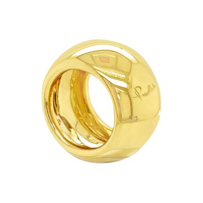 Vintage Pomellato 15MM Wide Frame Band Ring In 18K Yellow Gold