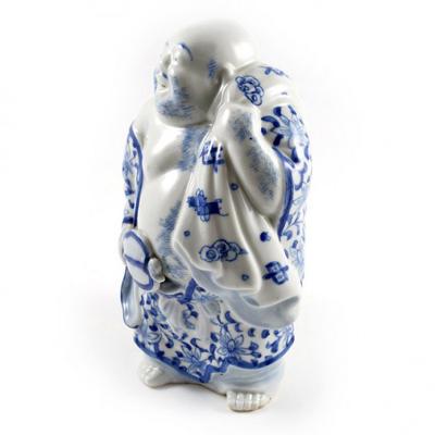 Vintage Porcelain Buddha Holding a Fan