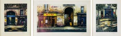 Vintage Print of Parisian Street Scenes Signed and Numbered a Set of Three