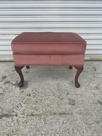 Vintage Queen Anne Style Pillow Top Upholstered Ottoman