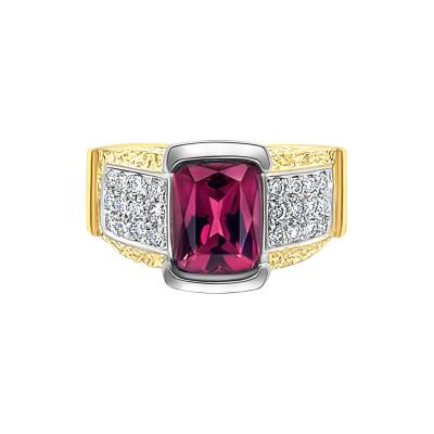 Vintage Radiant Cut 4 50 Carat Red Rubellite Tourmaline and Diamond Ring