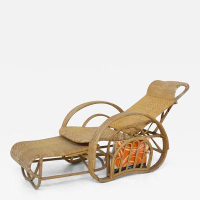 Vintage Rattan and Bamboo Armchair with Magazine Holder