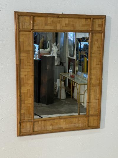 Vintage Rattan and Bamboo Wall Mirror