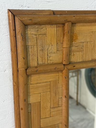 Vintage Rattan and Bamboo Wall Mirror