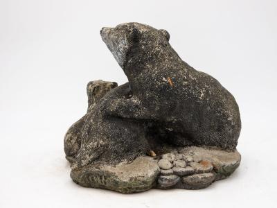 Vintage Reconstituted Stone Badger Family Garden Ornament