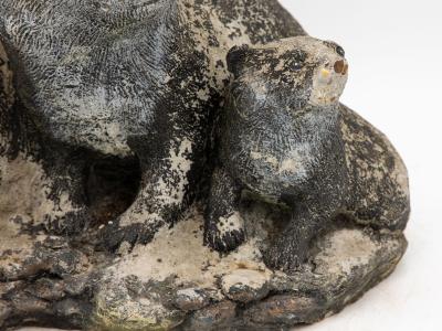 Vintage Reconstituted Stone Badger Family Garden Ornament