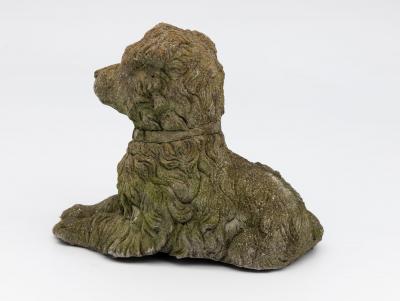 Vintage Reconstituted Stone Dog Terrier English Mid 20th C 