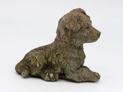Vintage Reconstituted Stone Dog Terrier English Mid 20th C 