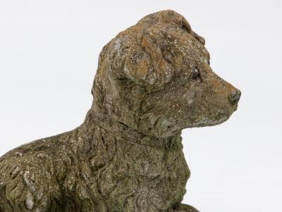 Vintage Reconstituted Stone Dog Terrier English Mid 20th C 